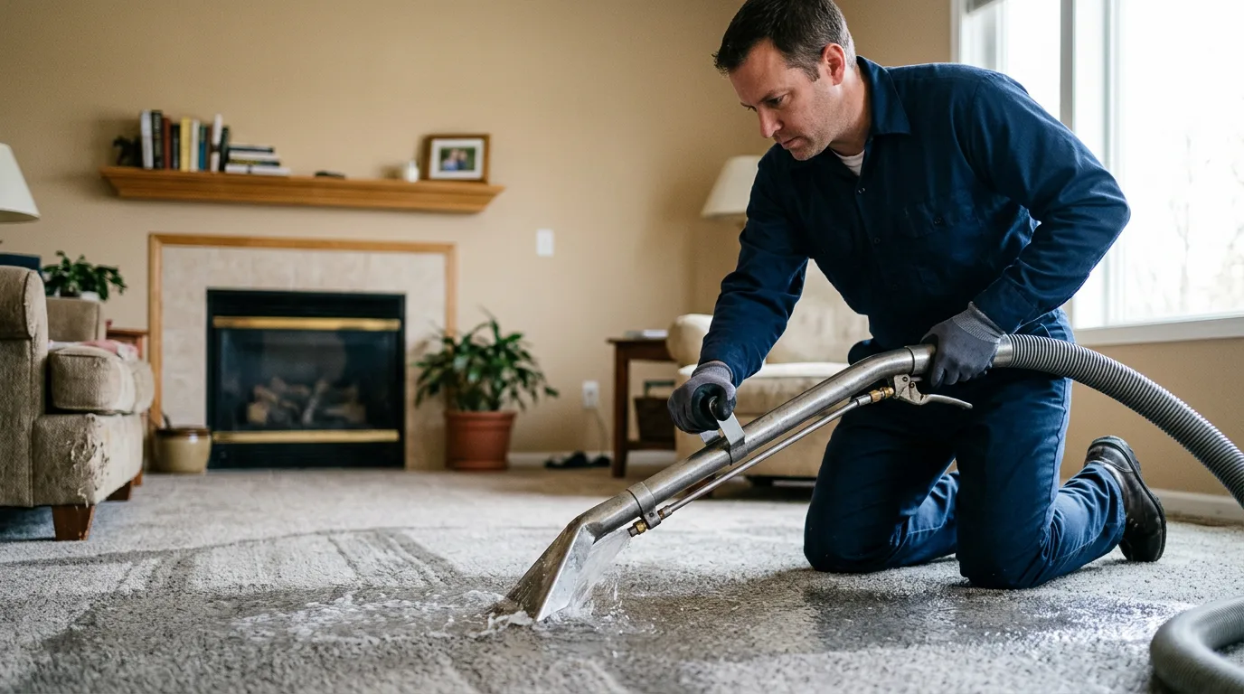Water damage restoration technician working near Fayetteville, OH